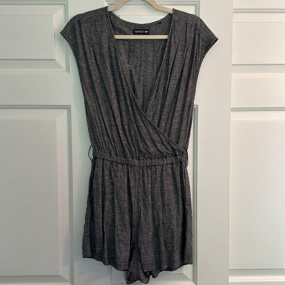 Toad&Co Denim Chambray V-Neck Romper XS